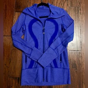 Lululemon Stride Full Zip Jacket Women's Size 6 Tonka Stripe Pigment Blue
